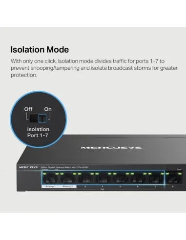Mercusys MS108GP Switch Gestionado Gigabit Ethernet 8 Puertos PoE
