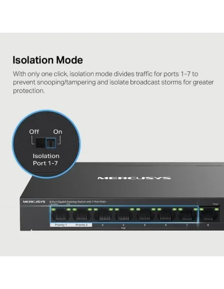 Mercusys MS108GP Switch Gestionado Gigabit Ethernet 8 Puertos PoE