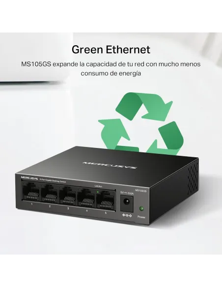 Mercusys MS105GS Switch Gigabit de Sobremesa 5 Puertos RJ-45