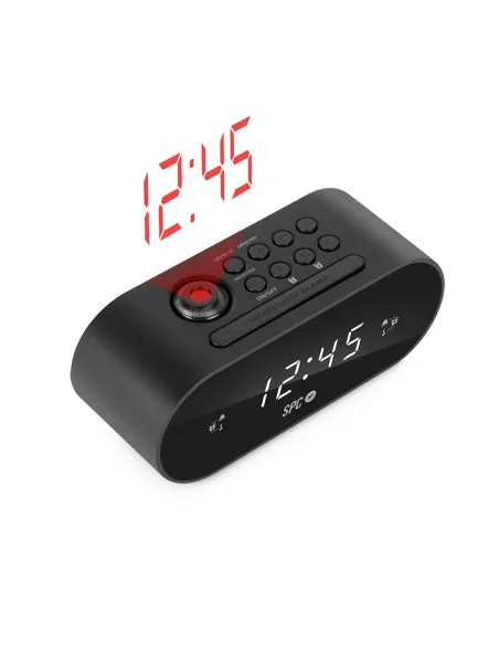 SPC Frodi Max Radio Despertador Digital con Proyección Negra