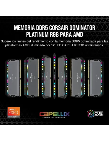 Corsair Dominator Platinum RGB DDR5 6000MHz 32GB 2x16GB CL36 Optimizado AMD