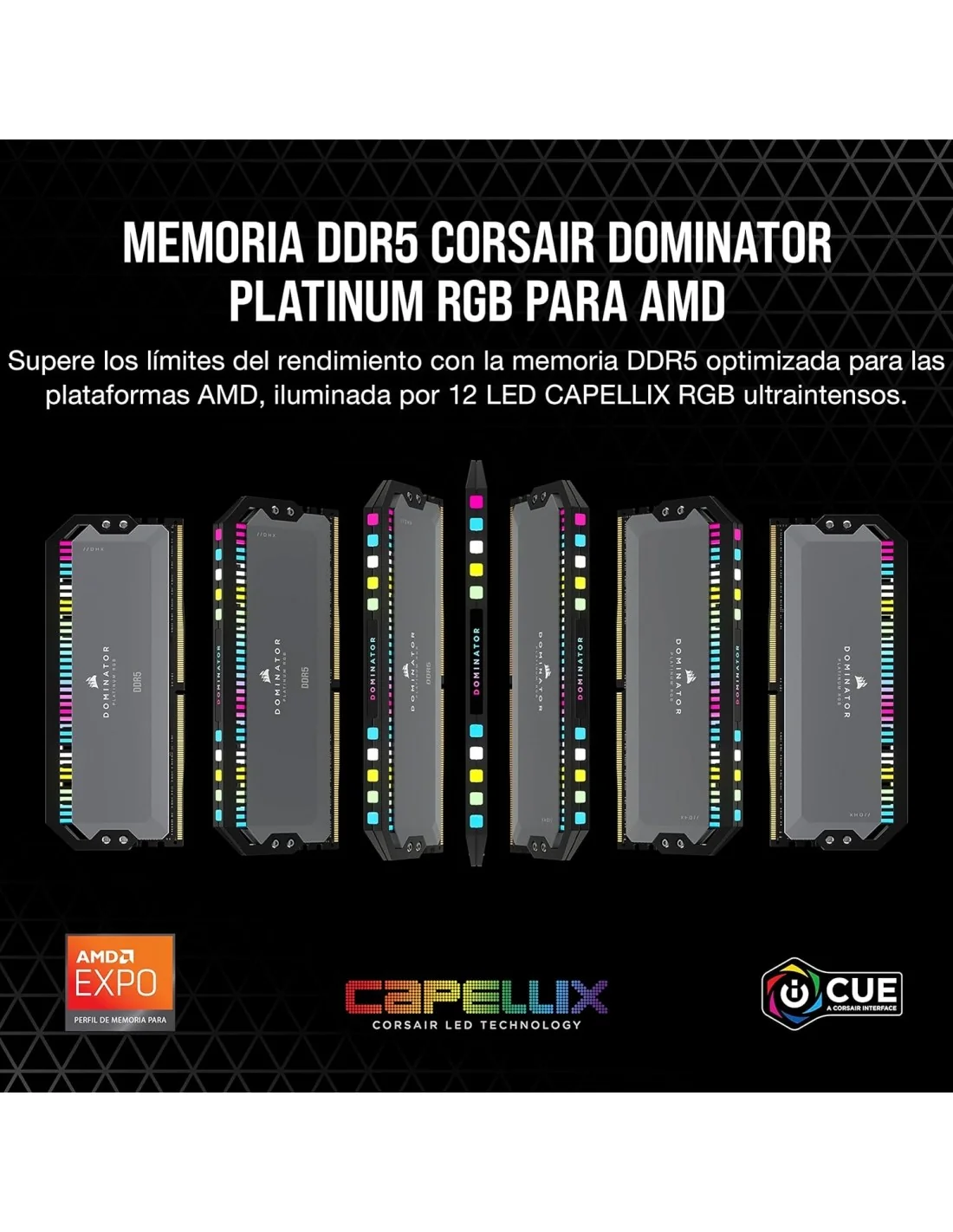 Corsair Dominator Platinum RGB DDR5 6000MHz 32GB 2x16GB CL36 Optimizado AMD