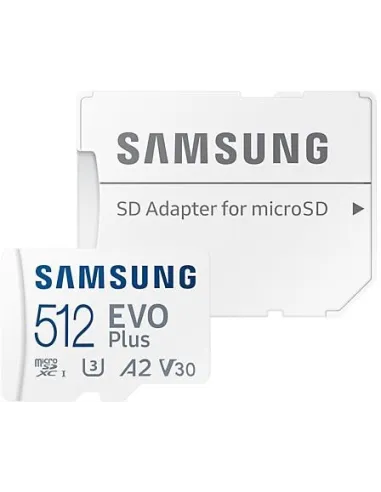 Samsung EVO Plus MicroSDXC 512GB UHS-I U3 V30 Clase 10 con Adaptador
