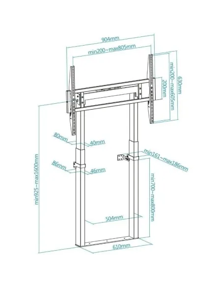 TooQ Hiperión FS2280M-B Soporte de Pared Para TV 55-100" Máx. 120Kg Negro