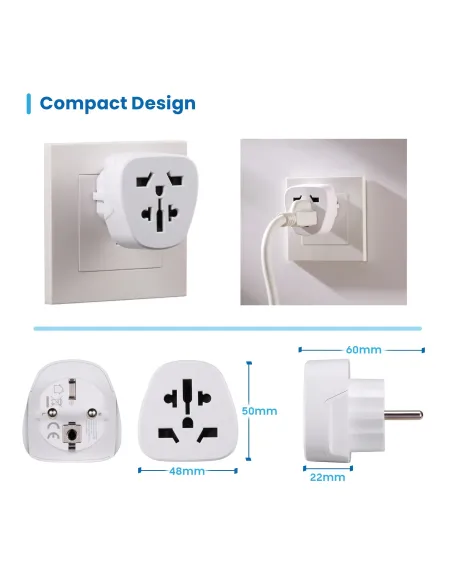 Ewent EW1480 Adaptador de Enchufe Universal
