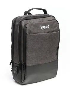 iggual Pack IGG317747 Mochila para Portátil 15.6" Marrón + IGG317624 COM-LED-1600DPI Ratón Óptico Negro