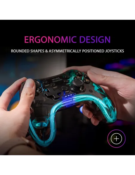 Mars Gaming MGP-24 Mando Inalámbrico 2.4GHz Neón RGB para PC/PS3/PS4/X360/Mac/Android