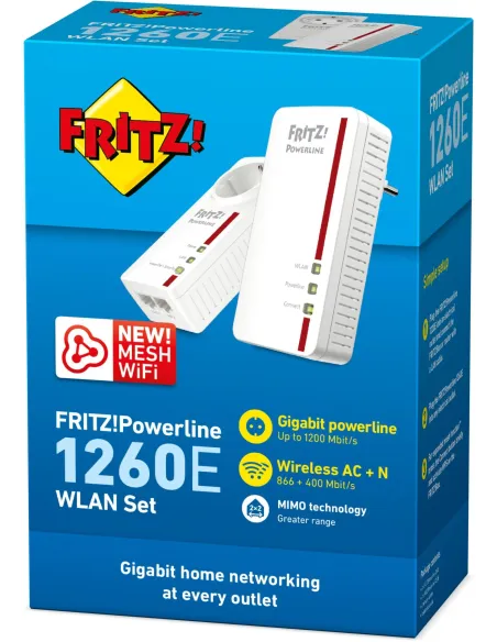 AVM Fritz! Powerline 1260E Pack Extensor WiFi Gigabit