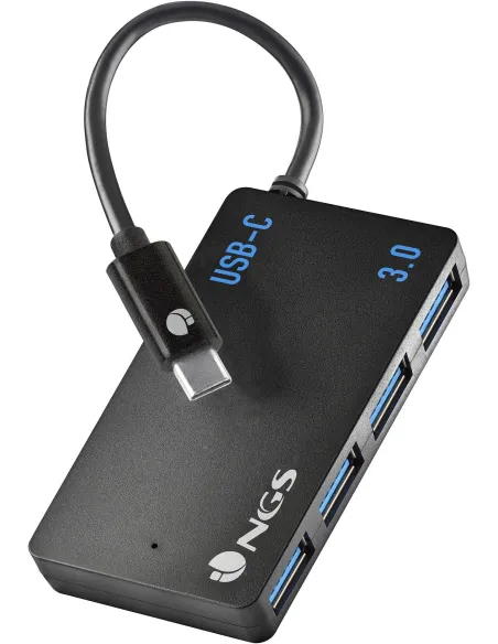 NGS Wonder iHUB 4 Hub USB-C a USB-A 3.0 4 Puertos 24 cm Negro