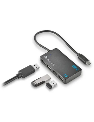 NGS Wonder iHUB 4 Hub USB-C a USB-A 3.0 4 Puertos 24 cm Negro