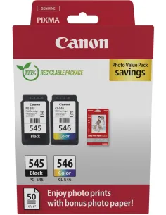Canon Pack Cartuchos de Tinta Original + 50 Hojas de Papel Fotográfico-CCICTO0980