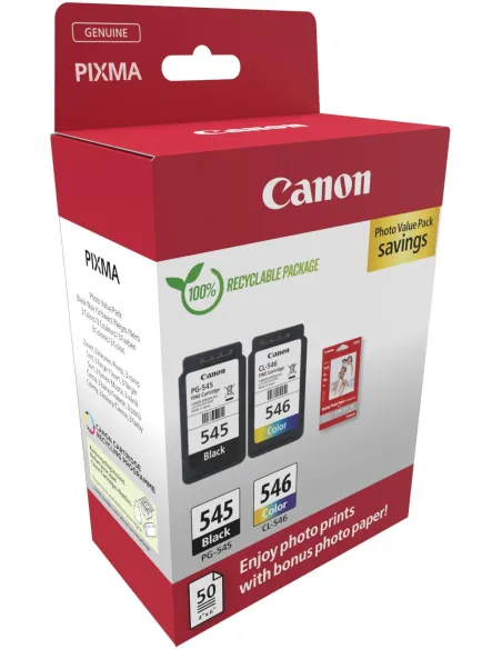 Canon Pack Cartuchos de Tinta Original + 50 Hojas de Papel Fotográfico