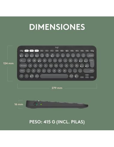Logitech Pebble Keys 2 K380s Teclado Bluetooth Multi Dispositivo Grafito