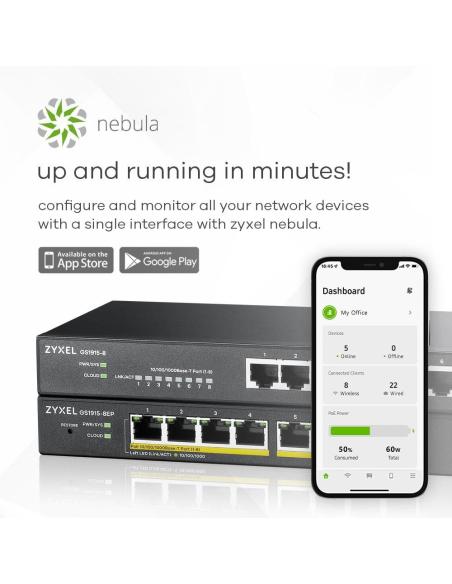 Zyxel GS1915-8EP Switch PoE Gestionado L2 8 Puertos Gigabit Ethernet