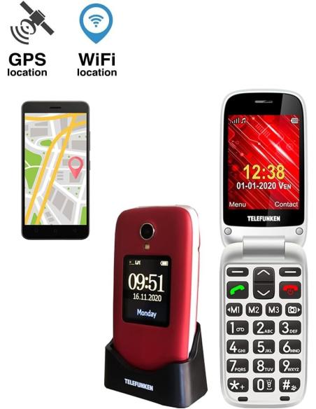 Telefunken S560 Teléfono para Personas Mayores Rojo