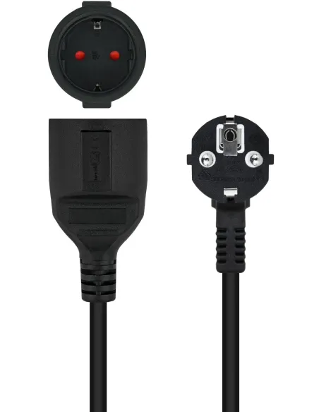 Nanocable 10.22.0602-BK Cable Alargador Schuko Macho CEE7/7 a Schuko Hembra CEE7/7 2m Blanco