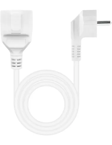 Nanocable 10.22.0602-W Cable Alargador Schuko Macho CEE7/7 a Schuko Hembra CEE7/7 2m Blanco