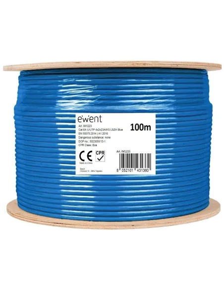 Ewent IM1223 Bobina de Cable de Red Cat.6A U/UTP LSZH 100 Metros Azul