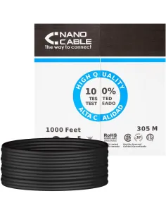 Nanocable 10.20.0304-EXT-BK Bobina Cable UTP Cat 5e 305 Mts Negro-ANEAHE0435