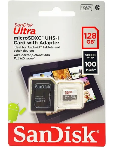 Sandisk Ultra MicroSDXC 128GB Clase 10 UHS-I + Adaptador