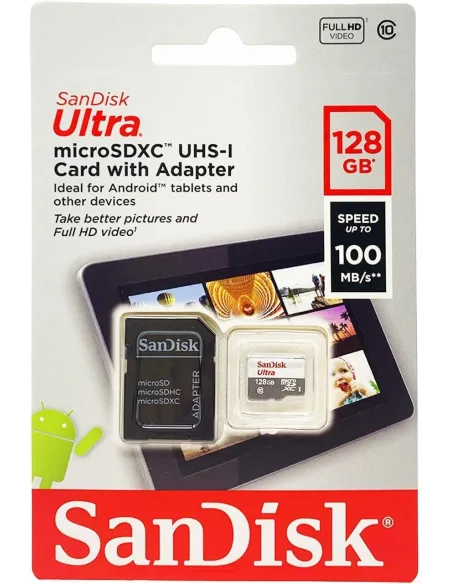 Sandisk Ultra MicroSDXC 128GB Clase 10 UHS-I + Adaptador