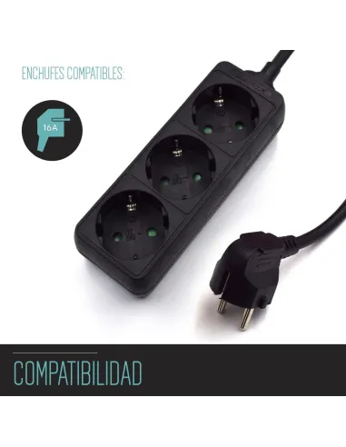 Ewent EW3959 Regleta 3xSchuko Negra