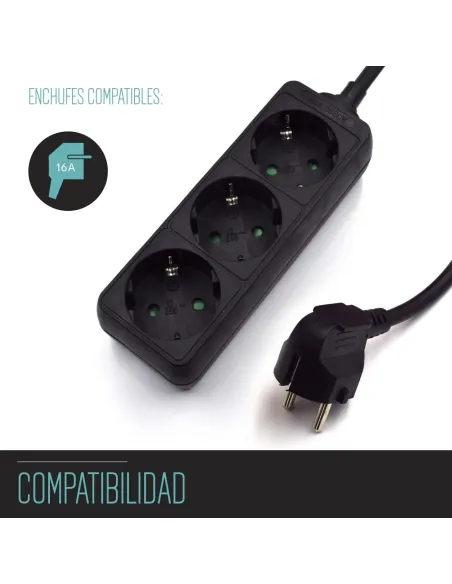 Ewent EW3959 Regleta 3xSchuko Negra