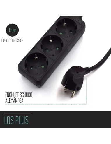 Ewent EW3959 Regleta 3xSchuko Negra
