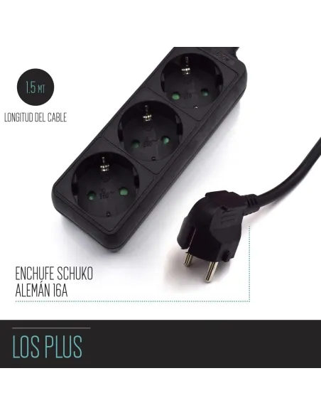 Ewent EW3959 Regleta 3xSchuko Negra