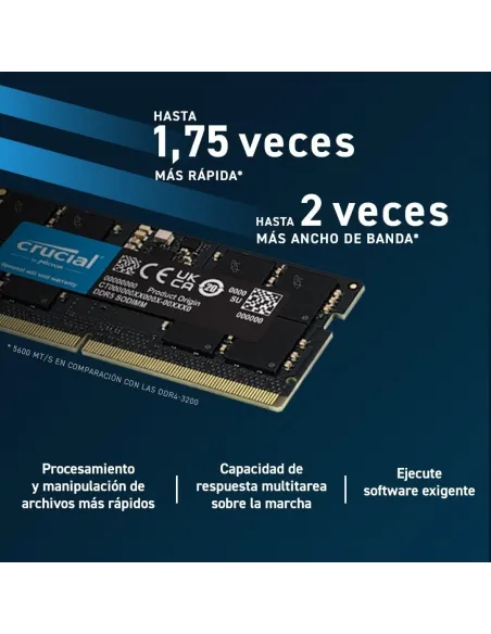 Crucial CT8G48C40U5 DDR5 5200MHz 8GB CL42 Negra