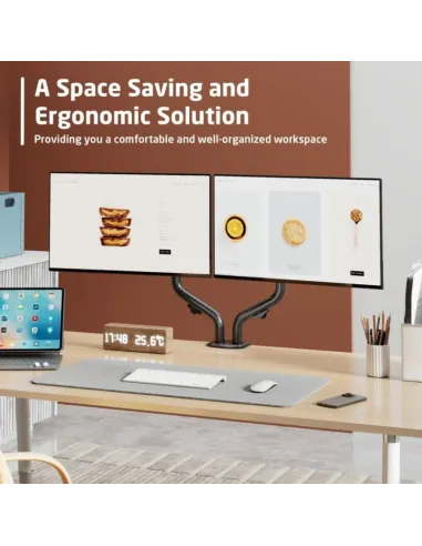 Ewent EW1534 Soporte de Escritorio para Monitor Doble de 17" a 32" Negro