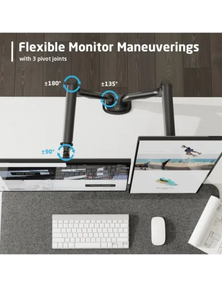 Ewent EW1534 Soporte de Escritorio para Monitor Doble de 17" a 32" Negro
