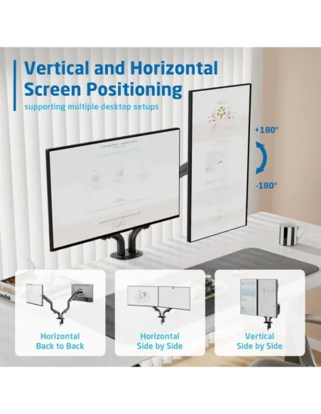 Ewent EW1534 Soporte de Escritorio para Monitor Doble de 17" a 32" Negro