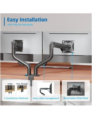 Ewent EW1534 Soporte de Escritorio para Monitor Doble de 17" a 32" Negro