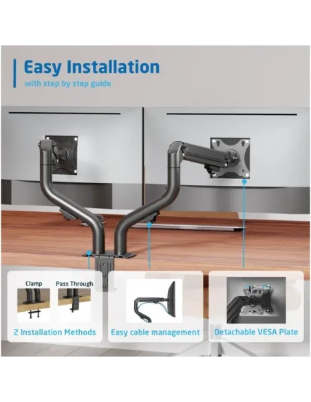 Ewent EW1534 Soporte de Escritorio para Monitor Doble de 17" a 32" Negro