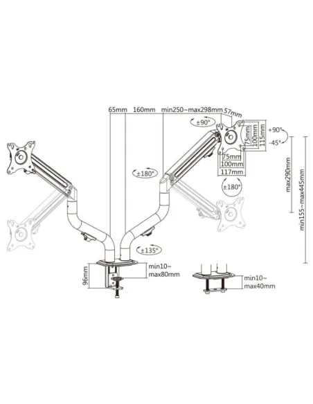 Ewent EW1534 Soporte de Escritorio para Monitor Doble de 17" a 32" Negro