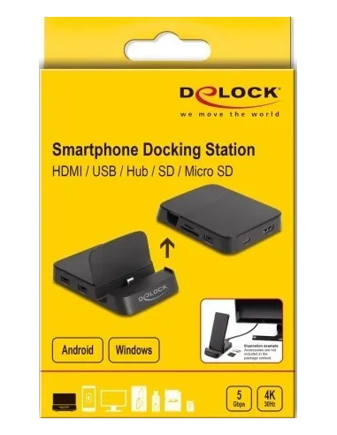 Delock 88018 Docking Station 6 puertos USB-C/USB-A/HDMI/microSD/SD Negro