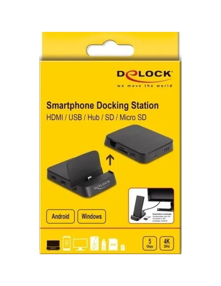 Delock 88018 Docking Station 6 puertos USB-C/USB-A/HDMI/microSD/SD Negro