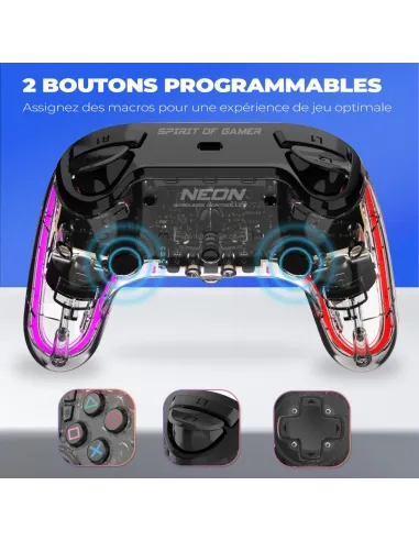 Spirit Of Gamer NEON BLUETOOTH Mando Inalámbrico RGB Transparente