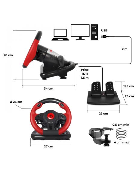 Spirit of Gamer RACE WHEEL PRO 1 Volante + Pedales para PC