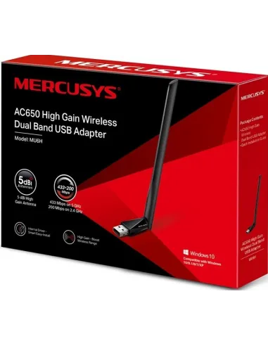 Mercursys MU6H Adaptador Inalámbrico USB AC650 Wifi 5 Doble Banda Negro