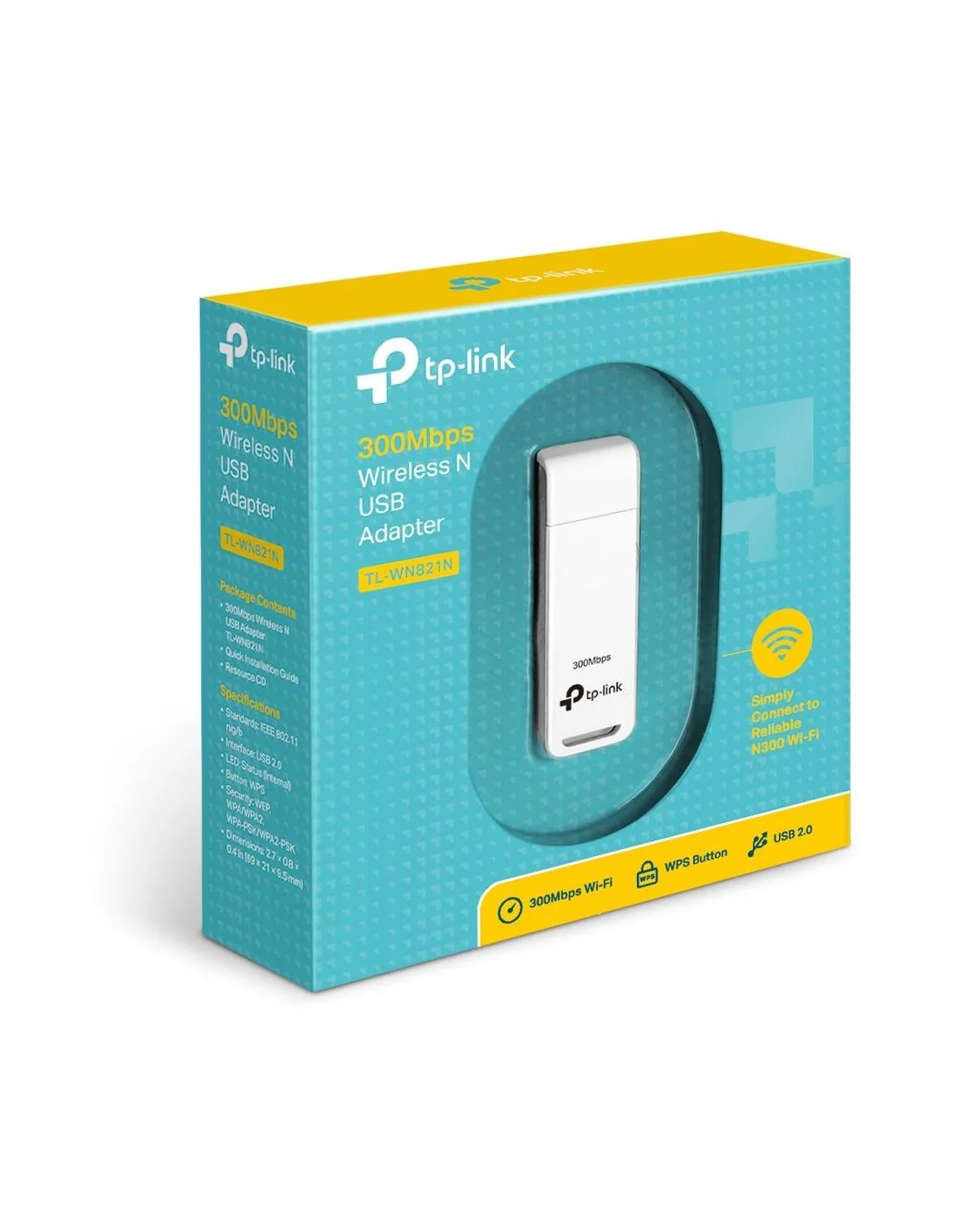 TP-Link TL-WN821N Adaptador Inalámbrico USB WiFi 4 Banda Única Blanca