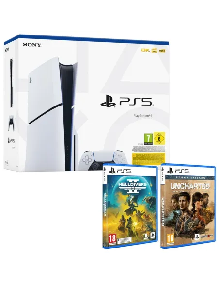 Sony PlayStation 5 Slim con Lector + Uncharted: Colección Legado de los Ladrones + Helldivers 2
