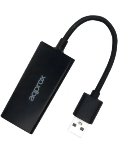 Approx APPC07GV3 Adaptador USB-A a RJ45 Ethernet 19cm Negro