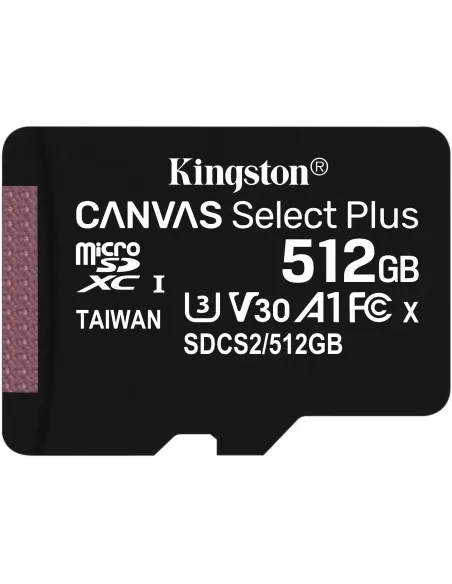 Kingston Canvas Select Plus 512GB MicroSDXC UHS-I U3 V30 Clase 10