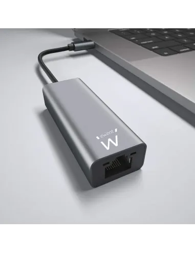 Ewent EW9818 Adaptador USB-C a RJ-45 Ethernet Rápido Gris