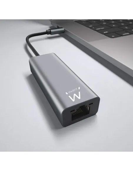 Ewent EW9818 Adaptador USB-C a RJ-45 Ethernet Rápido Gris