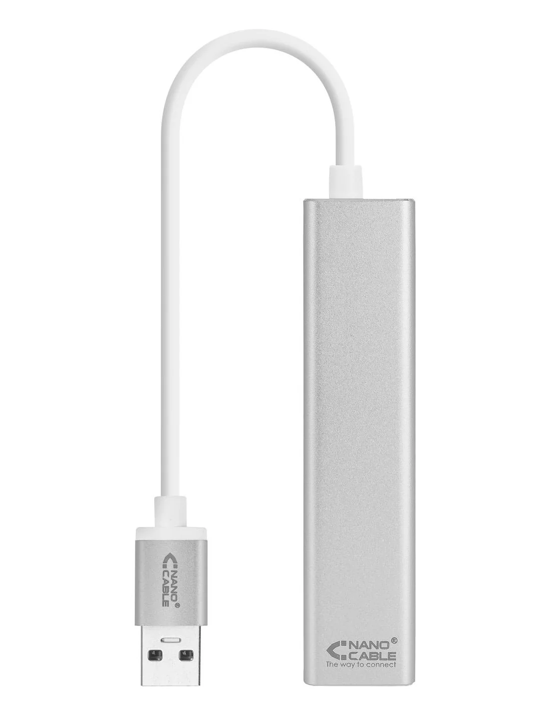 Nanocable 10.03.0403 Adaptador USB-A a RJ-45/USB-A Ethernet Gigabit 15cm Plata