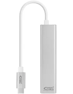 Nanocable 10.03.0404 Adaptador USB-C a RJ-45/USB-A Ethernet Gigabit 15cm Plata-ANEAHE0705