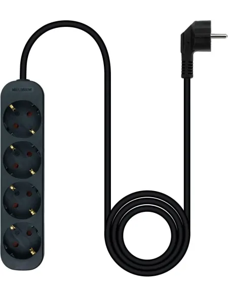 Nanocable 10.37.0004-NS-BK Regleta de Enchufes con 4 Tomas Tipo F 1.4M Negro